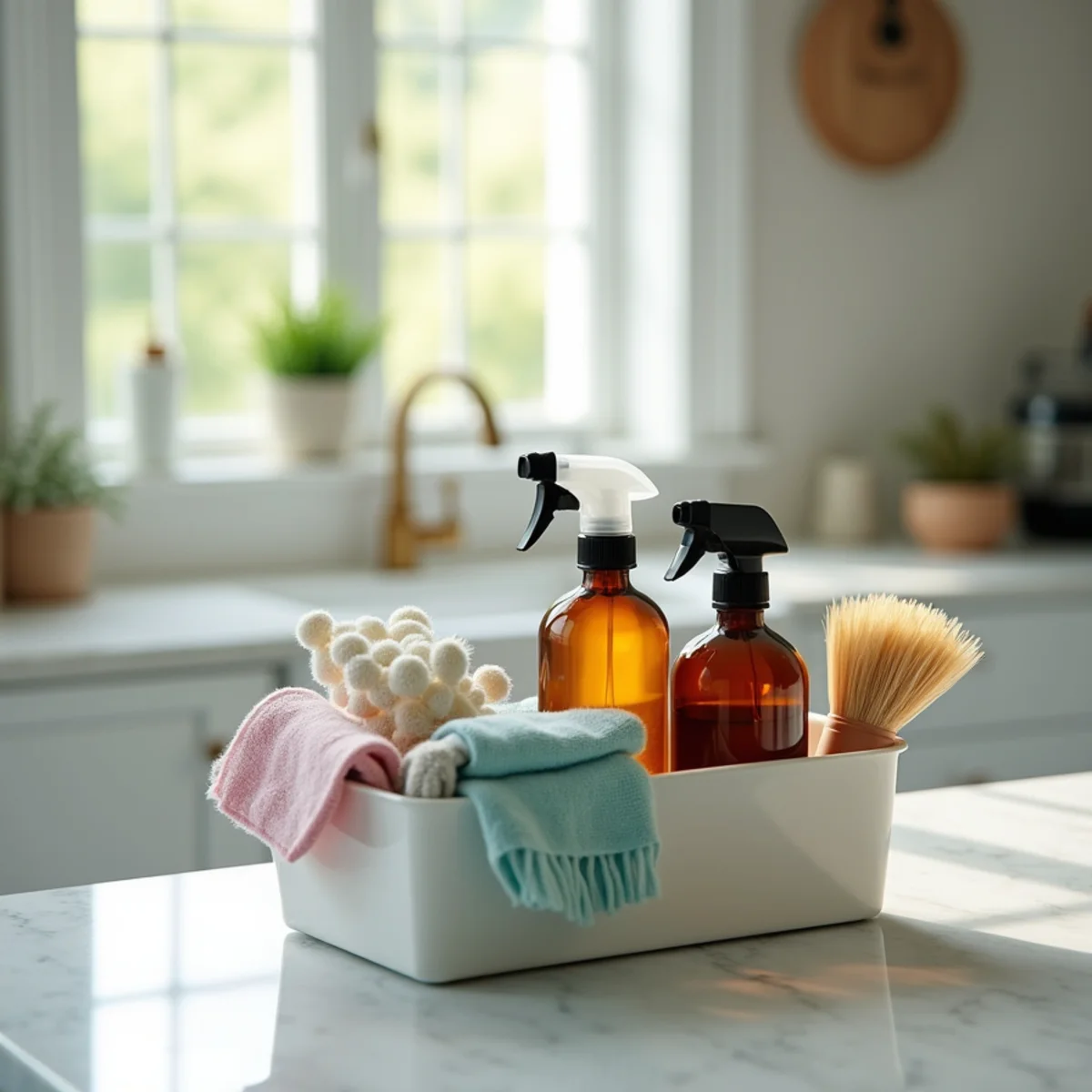 Eco-friendly botanical cleaning supplies caddy safe for Long Island pets and children