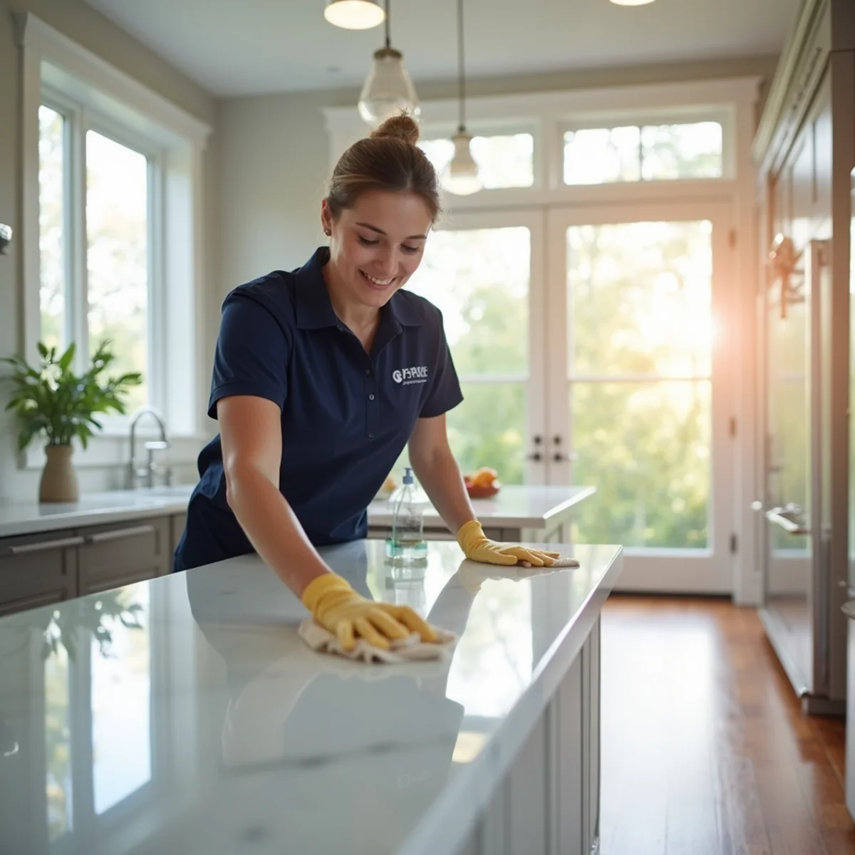 Spotless residential living room and kitchen cleaned by JM Cleaning Group in Selden NY