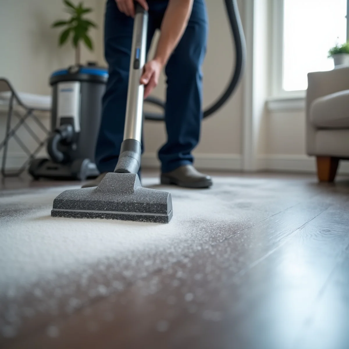 HEPA filtration vacuum capturing fine drywall and sheetrock renovation dust