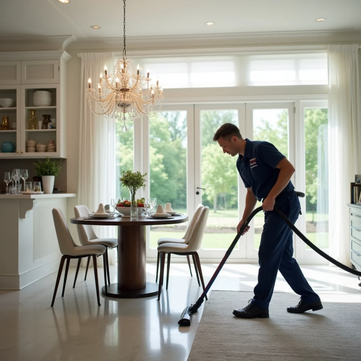 Restoring living room after large family party or gathering in Long Island